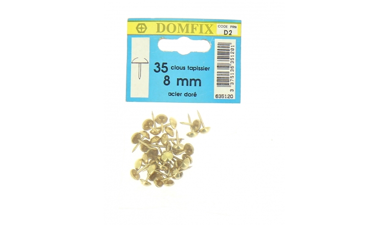 Lot de 35 Clous de Tapissier Acier Doré Ø 8 mm