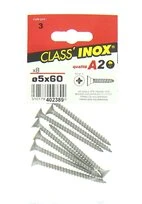 Sachet de 8 Vis Pour Bois Aggloméré En Inox A2 à Tête Fraisée Ø 5 x 60 mm