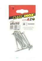 Sachet de 10 Vis Bois Aggloméré en Inox A2 à Tête Fraisée Ø 5 x 50 mm