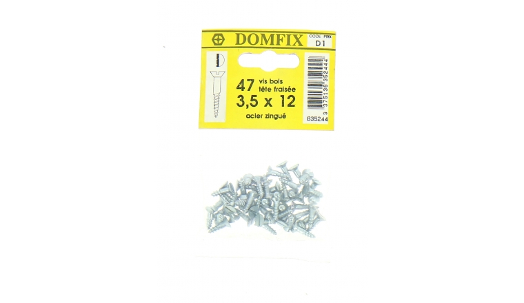 Sachet de 47 Vis à Bois en Acier Zingué à Tête Fraisée Ø 3.5 x 12 mm