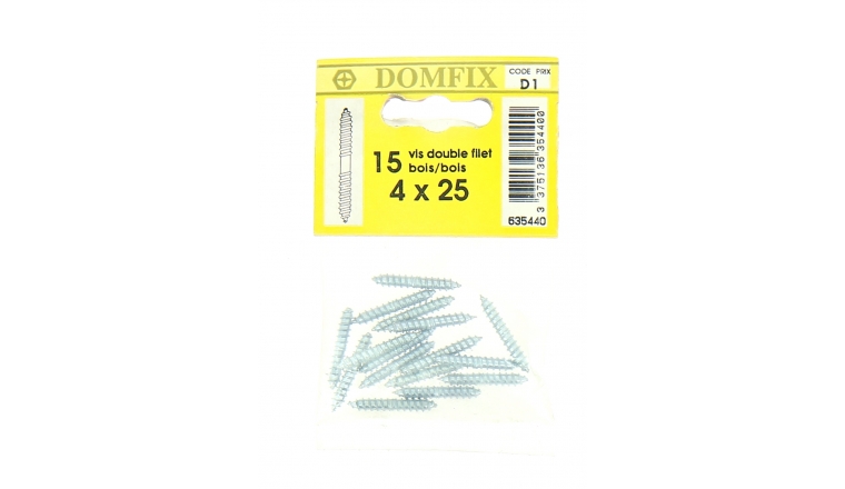 Sachet de 15 Vis à Bois Double Filetage Ø 4 x 25 mm