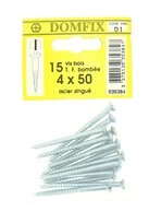Sachet de 15 Vis à Bois en Acier Zingué à Tête Fraisée Bombée Ø 4 x 50 mm