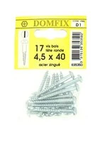 Sachet de 17 Vis à Bois en Acier Zingué à Tête Ronde Ø 4.5 x 40 mm