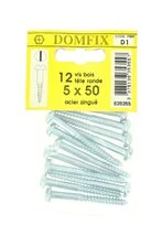 Sachet de 12 Vis à Bois en Acier Zingué à Tête Ronde Ø 5 x 50 mm