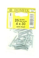Sachet de 25 Vis à Bois en Acier Zingué à Tête Ronde Ø 4 x 30 mm