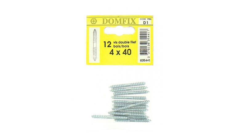 Sachet de 12 Vis à Bois Double Filetage Ø 4 x 40 mm