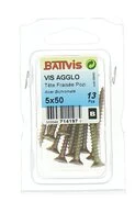 Boîte de 13 Vis à Bois Aggloméré en Acier Bichromaté à Tête Fraisée Ø 5 x 50 mm