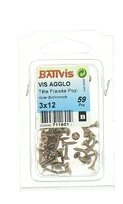 Boîte de 59 Vis à Bois Aggloméré en Acier Bichromaté à Tête Fraisée Ø 3 x 12 mm