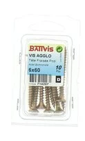 Boîte de 6 Vis à Bois Aggloméré en Acier Bichromaté à Tête Fraisée Ø 6 x 60 mm