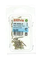 Boîte de 47 Vis à Bois Aggloméré en Acier Bichromaté à Tête Fraisée Ø 3 x 20 mm