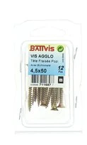 Boîte de 12 Vis à Bois Aggloméré en Acier Bichromaté à Tête Fraisée Ø 4.5 x 50 mm