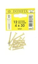 Sachet de 12 Vis à Bois en Laiton à Tête Fraisée Ø 4 x 30 mm
