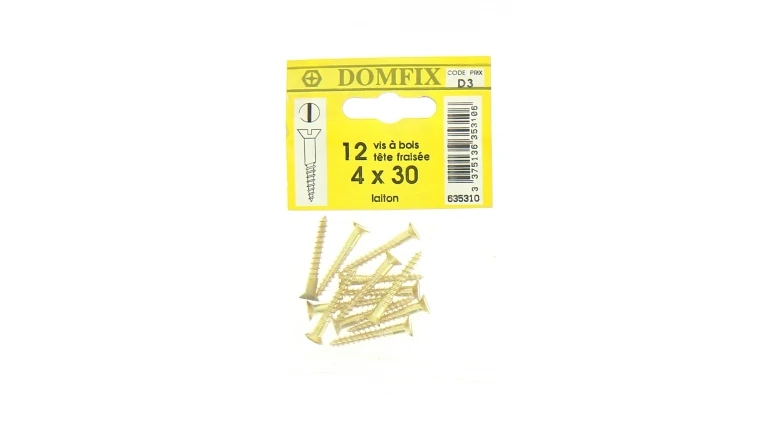 Sachet de 12 Vis à Bois en Laiton à Tête Fraisée Ø 4 x 30 mm