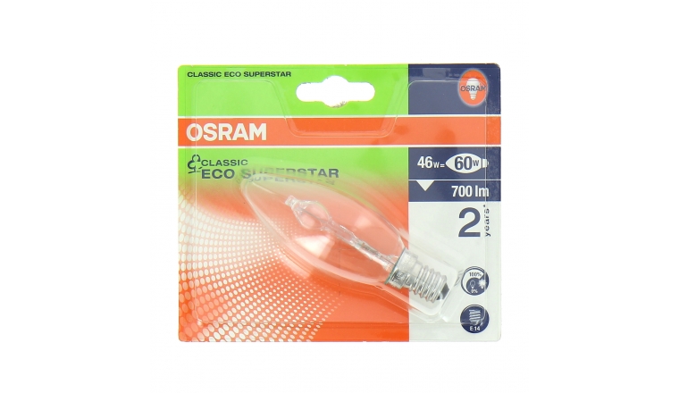 Lampe Halogène E14 Flamme 60 W CLASSIC ECO SUPERSTAR - OSRAM