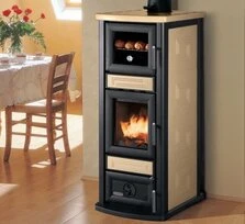 Poêle à Bois Beige Stella avec Four 9.5 kW - Palazzetti