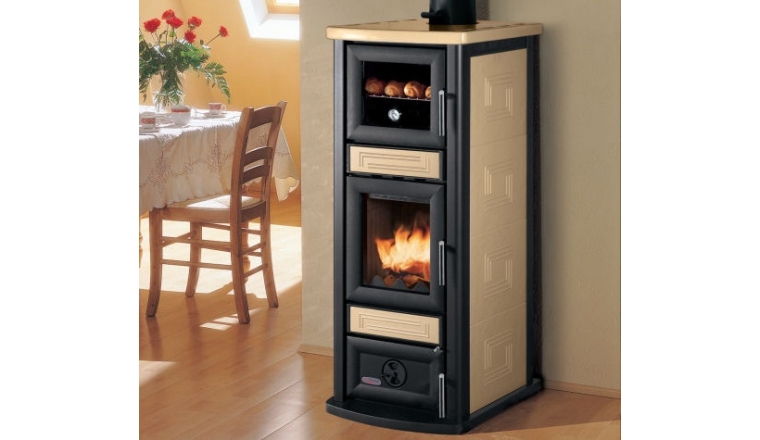 Poêle à Bois Beige Stella avec Four 9.5 kW - Palazzetti