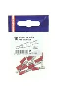 Lot de 10 Douilles à Sertir Mâle Pré-Isolées Rouge pour Fil de 0.5 à 1 mm² Ref 711080 - Debflex