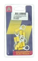 Lot de 10 Cosses à Sertir Ronde Ø 10 mm Pré-isolées Jaune pour Fil de 2.5 à 6 mm² Ref HF000680 - Casteels