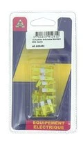 Lot de 10 Fusibles 20 A 2 Fiches Jaune Ref HF600450 - Casteels