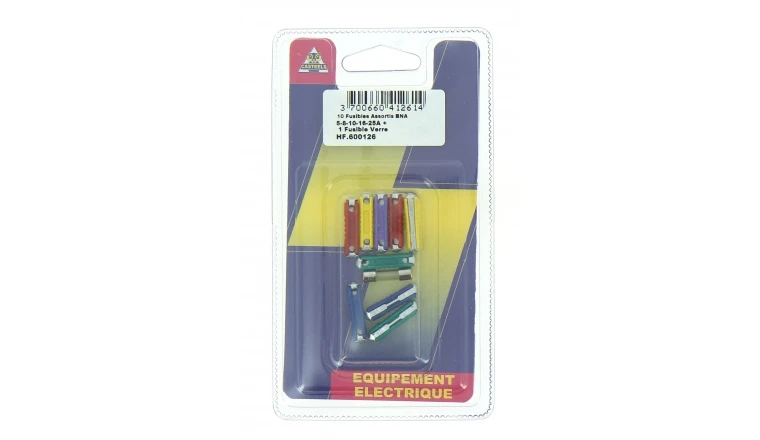 Assortiment de 12 Fusibles Steatites de 5 à 40A muni de 2 fusibles verre 5A et 10A Ref HF600126 - Casteels