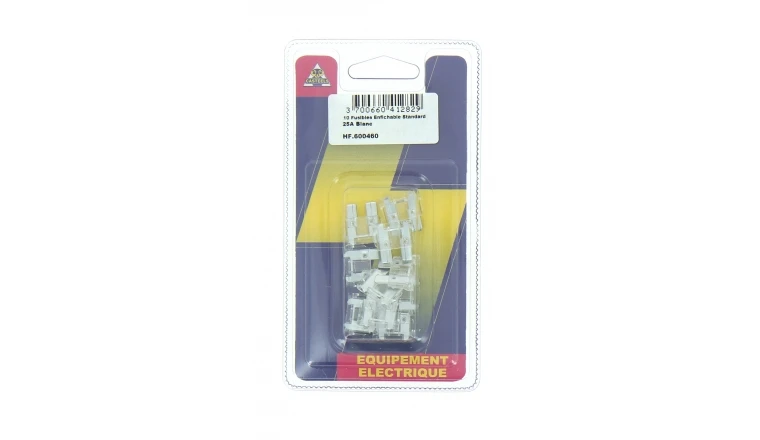 Lot de 10 Fusibles 25 A 2 Fiches Blanc Ref HF600460 - Casteels