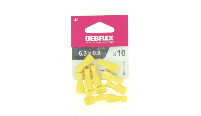 Lot de 10 Clips à Sertir Femelle Isolés Jaune pour Fil de 2.5 à 6 mm² ref 711048 - Debflex