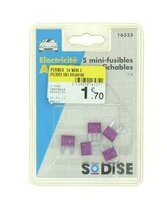 Lot de 5 Fusibles 3 A Mini 2 Fiches Ref HF600100 - Casteels