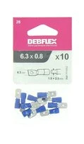 Lot de 10 Clips à Sertir Mâle Pré-Isolés Bleu pour Fil de 1.5 à 2.5 mm² Ref 711052 - Debflex