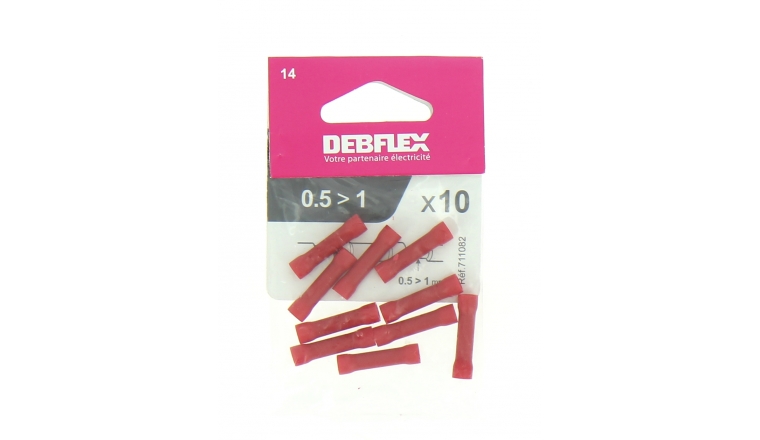 Lot de 10 Manchons à Sertir Rouge pour Fil de 0.5 à 1 mm² Ref 711082 - Debflex