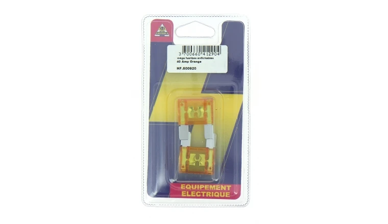 Lot de 2 Fusibles 40 A Maxi 2 Fiches Jaune Ref HF600920 - Casteels