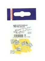 Lot de 10 Clips à Sertir Femelle Pré-isolés Jaune pour Fil de 2.5 à 6 mm² Ref 711044 - Debflex