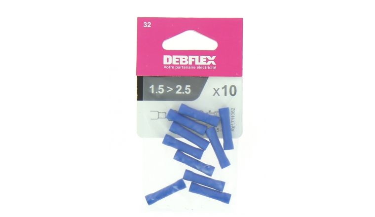 Lot de 10 Manchons à Sertir Isolés Bleu Pour Fil de 1.5 à 2.5 mm² Ref 711062 - Debflex 