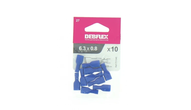 Lot de 10 Clips à Sertir Isolés Bleu pour Fil de 1.5 à 2.5 mm² Ref 711046 - Debflex