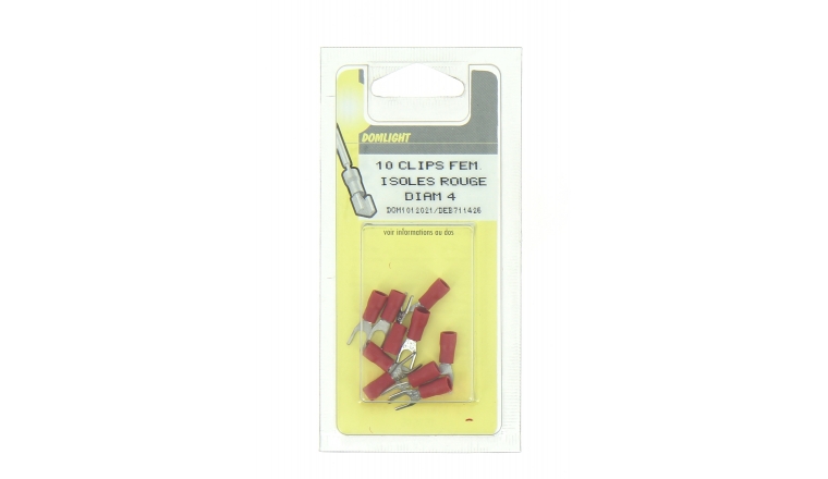 Lot de 10 Cosses à Sertir Fourche Ø 4 mm Pré-isolées Rouge Pour Fil de 0.5 à 1 mm² 