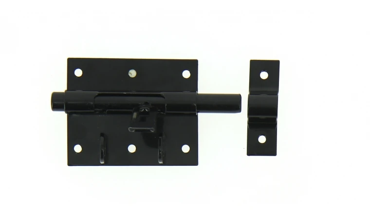 Verrou de Box Avec Porte-Cadenas en Acier Noir Ø 12 mm - 80x65 mm - Ref 524301 - Industrielle de Sedan