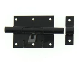 Verrou de Box Avec Porte-Cadenas en Acier Noir Ø 14 mm - 90x70 mm - Ref 524311 - Industrielle de Sedan