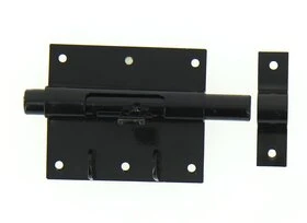 Verrou de Box Avec Porte-Cadenas en Acier Noir Ø 16 mm - 95x82 mm - Ref 524321 - Industrielle de Sedan