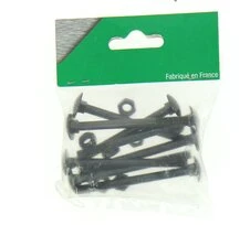 Lot de 8 Boulons Tête Ronde Collet Carré en Acier Noir Ø 6 mm - L70 mm - Ref 629810 - Industrielle de Sedan