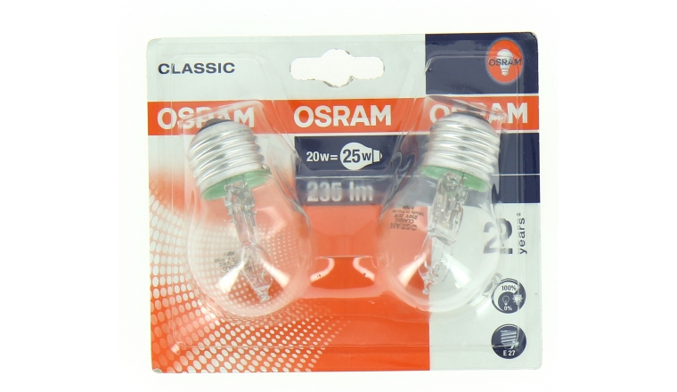Lot de 2 Lampes Halogène E27 Standard 25 W CLASSIC - OSRAm