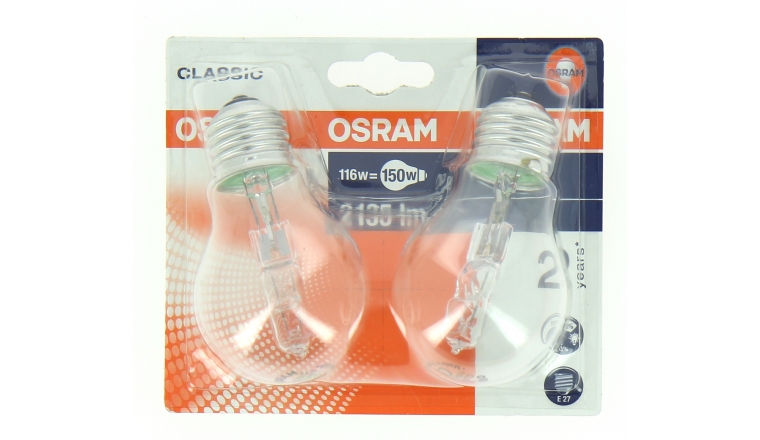 Lot de 2 Lampes Halogène E27 Standard 150 W CLASSIC - OSRAM
