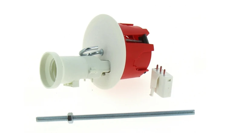 Boîte Luminaire pour Cloison Sèche Avec Douille - 62 x 50 mm - Douille E27 - Tige Fileté - Ref 718906 - DEBFLEX