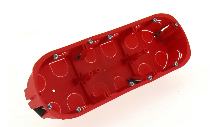 Boîte d'encastrement Triple pour Cloison Sèche - 67 x 40 mm - Entraxe 71 mm - Ref 718782 - DEBFLEX