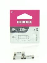 Lot de 3 Fusibles Céramique 10A - 230V - 8.5 x 23 mm - Ref 715286 - DEBFLEX