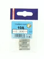 Lot de 3 Fusibles Céramique 10A - 230V - 10.3 x 25.8 mm - Ref 715386 - DEBFLEX