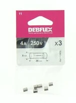 Lot de 3 Fusibles Verre 4A - 250V - 5 x 20 mm - Ref 715876 - DEBFLEX