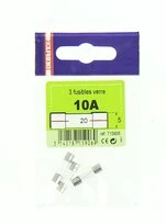 Lot de 3 Fusibles Verre 10A - 250V - 5 x 20 mm - Ref 715906 - DEBFLEX