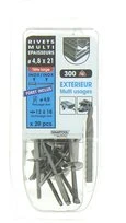 Lot de 20 Rivets Aveugles Inox Multi Epaisseurs Ø 4.8 x 21 mm - Ref 864082 - Smartool 
