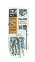 Lot de 50 Rivets Aveugles Aluminium / Acier Multi Epaisseurs Ø 4.0 x 18 mm - Ref 864322 - Smartool