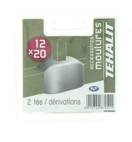 Lot de 2 dérivations - Moulure PVC 12 x 20 mm - Ref GPM12208B - Tehalit