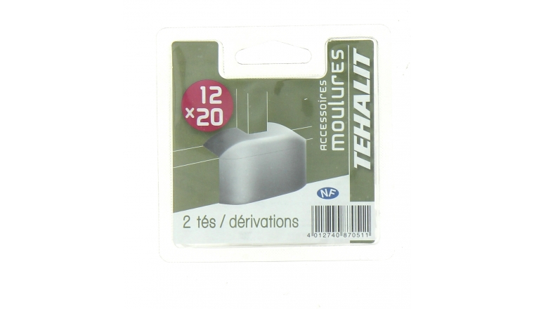 Lot de 2 dérivations - Moulure PVC 12 x 20 mm - Ref GPM12208B - Tehalit